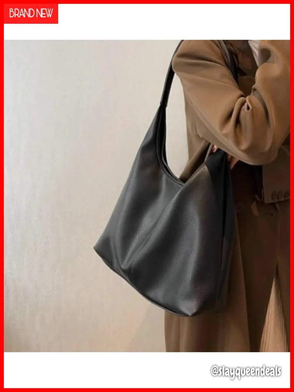 PU Leather Slouchy Hobo Bag Women Retro Crossbody Tote Shoulder Purse 2pcs